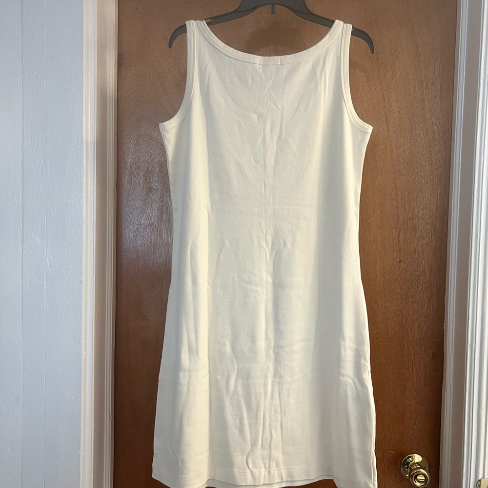 Eddie Bauer Women’s Cream Colored Cotton Knit Sleeveless Dress - Picture 2 of 4
